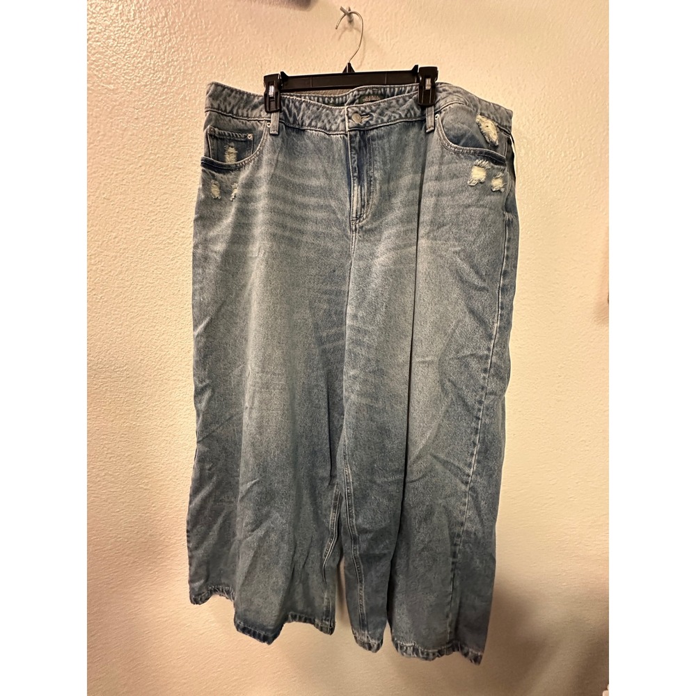 Wild Fable Mid Rise Ultra Wide Leg Distressed Jeans Medium Wash Size 20 NWT